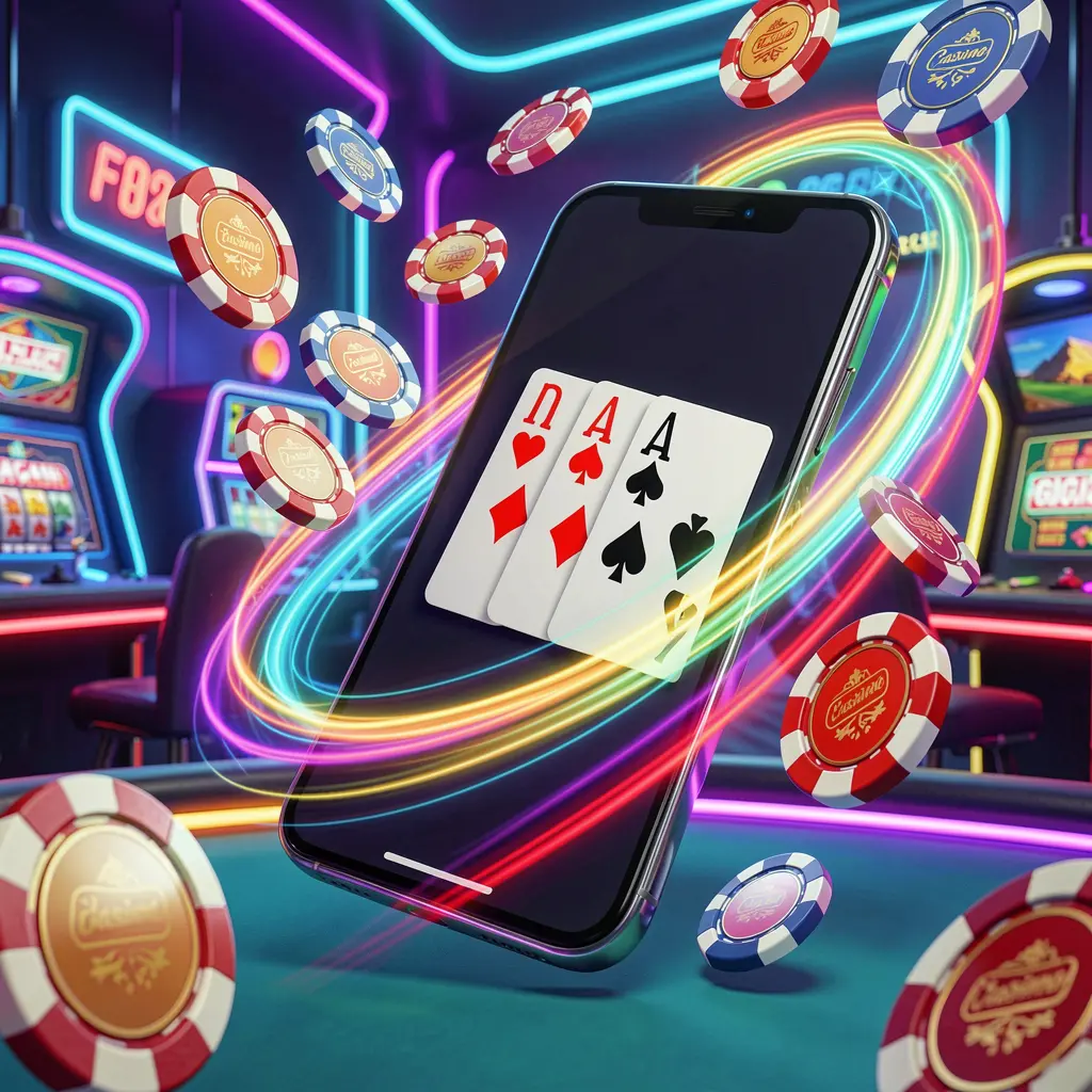 MY8899 fast casino app access visual featuring a smartphone with speed light trails, coins and chips flying around against a modern neon casino background in a dynamic 3D render MY8899 fast casino app access visual featuring a smartphone with speed light trails, coins and chips flying around against a modern neon casino background in a dynamic 3D render